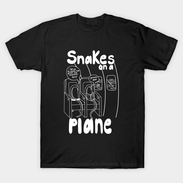 Snakes on a Plane (White) T-Shirt by Aly Isaeff Art & Design